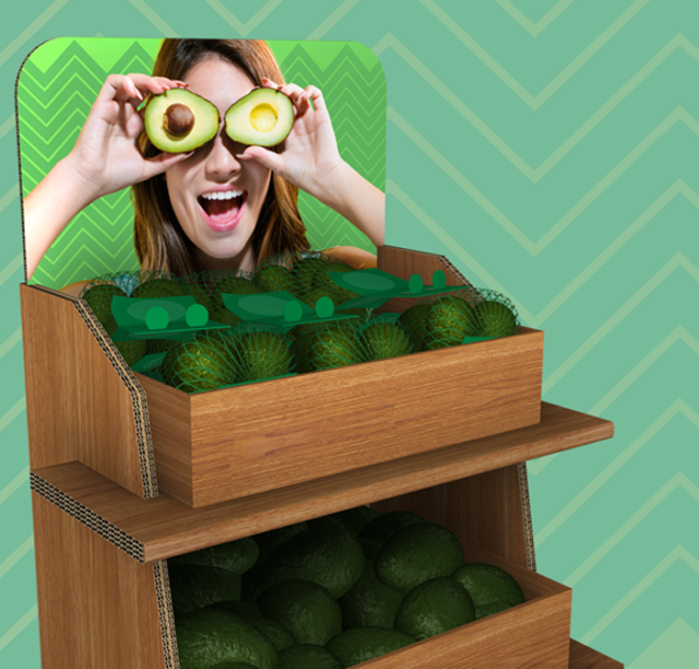 Retail display with avocados